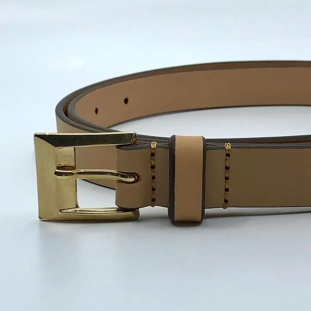 M.M.LaFleur Women's Beige, Gold Buckle, Italian Leather, 34-38 Inches, X7G9A432